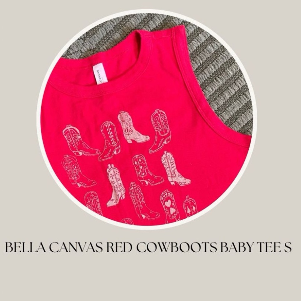 Bella Canvas Red COWBOOTS Baby Tee S